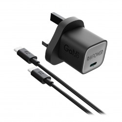 RAVPOWER - RP-PB1057 PD PIONEER 20W WALL CHARGER + USB CABLE WITH TYPE-C TO TYPE-C CONNECTOR BLACK UK VERSION
