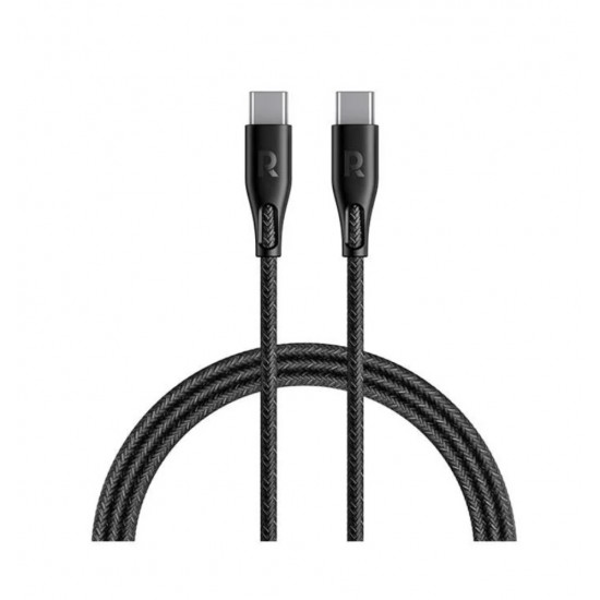 RAVPOWER RP-CB1029 60W FAST CHARGER NYLON BRAID BLACK GLOBAL VERSION TYPE C TO C CABLE 1.2M