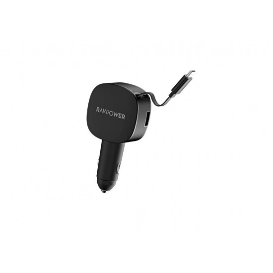 RAVPOWER RP-VC1021 PD PIONEER 60W BUILT IN USB-C CABLE 2C1A CAR CHARGER