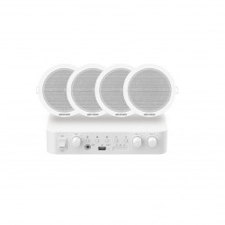 HIKVISION - SOUND - DS-QAE0KA60206-4 - Analog Audio Kit with 60W Analog Amplifier and 4* 6W Ceiling Speakers - كت سماعات سقفية عدد 4 قدرة الواحدة 6 واط