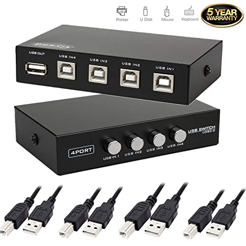 Printer HUB 4 PORT هاب لربط 4 حاسبات على طابعة واحدة ( تحويل يدوي )