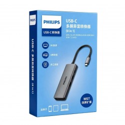 ADAPTER PHILIPS TYPE-C 8 IN 1 - SWR16025 ( HDMI*2  DP  VGA ) يعرض الصورة على اكثر من شاشة بشكل منفصل