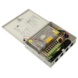 POWER SUPPLY 12V - 10A boxمحولة لكاميرات المراقبة