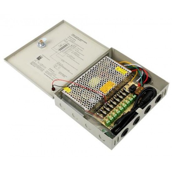 POWER SUPPLY 12V - 10A boxمحولة لكاميرات المراقبة
