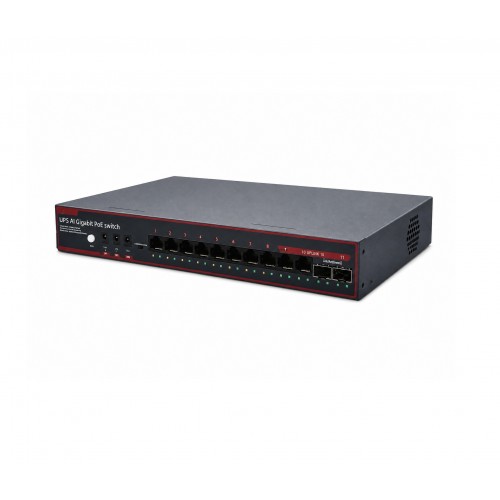 HUB POE WITH UPS - CARBON  ( 8 PORT GIGA - 2 PORT UPLINK GIGA - 2 PORT SFP - 5V/12V/48V - 24000MAH )
