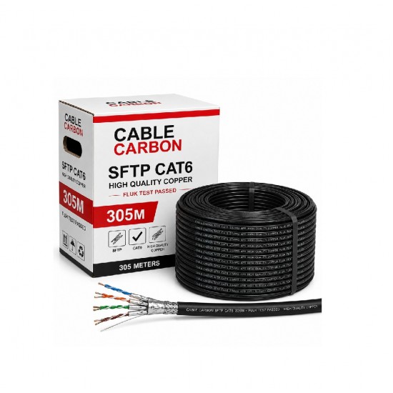CABLE CARBON SFTP CAT6 305M - FLUK TEST PASSED - نحاس عالي