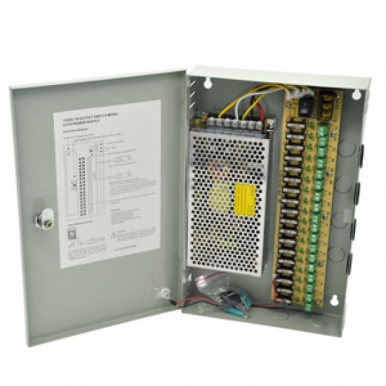 Power Supply 12V - 15A BOX محولة لكاميرات المراقبة