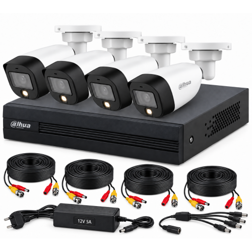 KIT DAHUA FULL COLOR ( 5MP -  AUDIO ) 4 CAMERA FULL COLOR / TWO WAY AUDIO