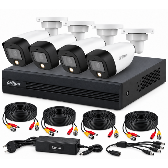 KIT DAHUA FULL COLOR ( 5MP -  AUDIO ) 4 CAMERA FULL COLOR / TWO WAY AUDIO